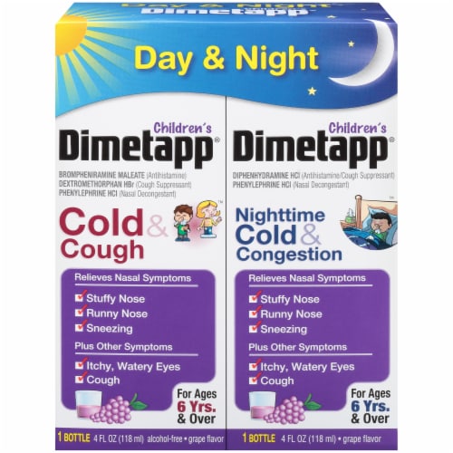 Dimetapp® Children's Day & Night Liquid Cold & Cough Suppressant & Decongestant Relief Perspective: front