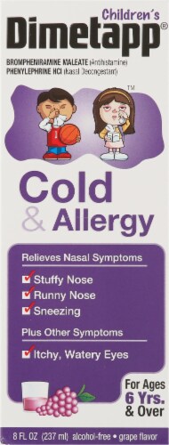 Dimetapp® Children's Grape Flavor Cold & Allergy Liquid Medicine Perspective: front
