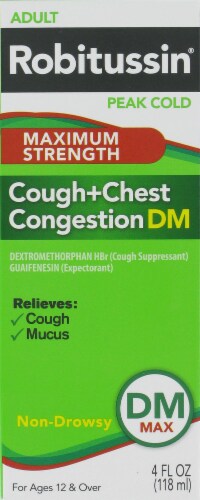 Robitussin Peak Cold Cough + Chest Congestion DM Maximum Strength Perspective: front