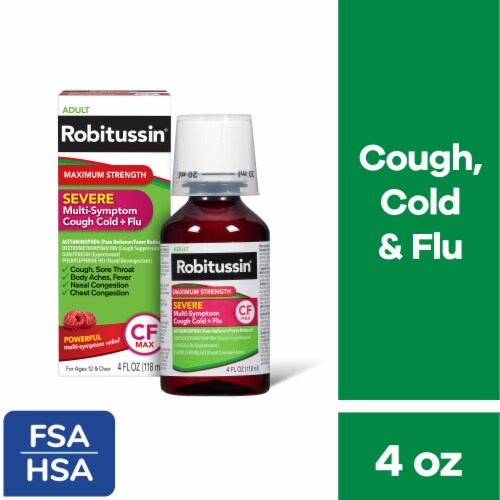 Robitussin CF Max, Severe Multi-Symptom Relief from Cough, Cold, and Flu - Adult Formula Perspective: front