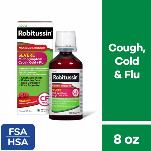 Robitussin CF Max, Severe Multi-Symptom Relief from Cough, Cold, and Flu - Adult Formula Perspective: front