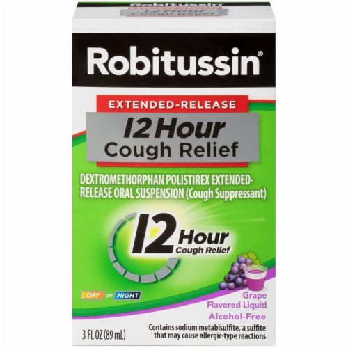 Robitussin® Extended Release Grape Flavored 12-Hour Cough Relief Cough Suppressant Liquid Perspective: front