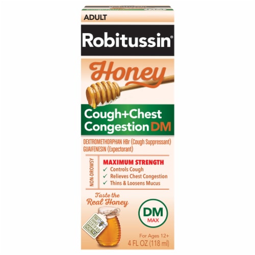 Robitussin® Adult Honey Cough + Chest Congestion DM Liquid Perspective: front