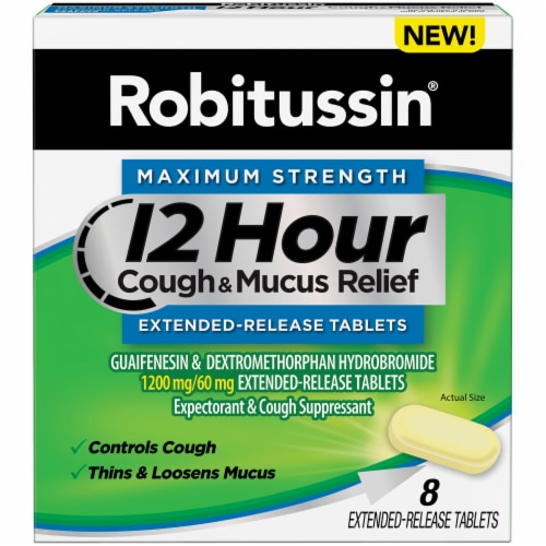 Robitussin 12 Hour Cough & Mucus Relief Extended-Release Tablets Perspective: front