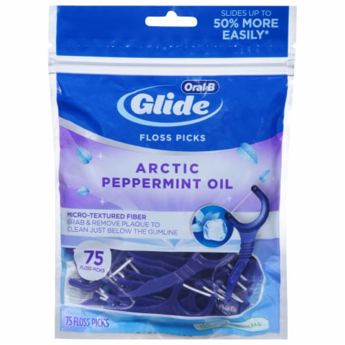 Glide Arctic Peppermint Oil Mint Floss Picks Perspective: front