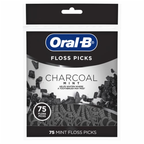 Oral-B Charcoal Infused Mint Dental Floss Picks Perspective: front