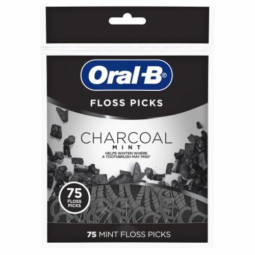 Oral-B Charcoal Infused Mint Dental Floss Picks Perspective: front