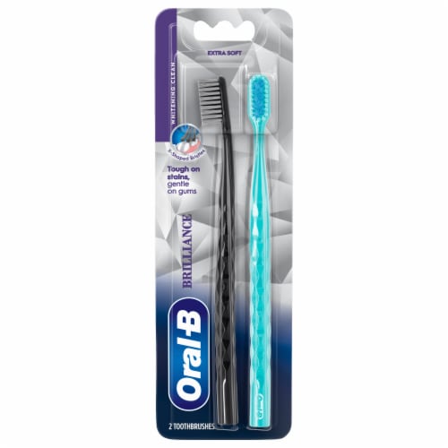 Oral-B Pro Whitening Brilliance Extra Soft Toothbrushes - Black and Teal Perspective: front