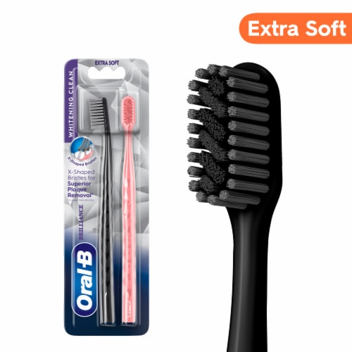 Oral-B Brilliance Whitening Toothbrush, Extra Soft, Black and Coral Perspective: front
