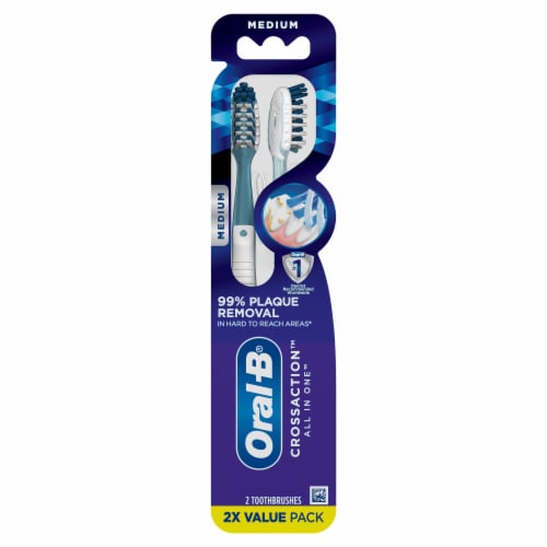 Oral-B CrossAction All In One Deep Plaque Removal Medium Toothbrushes Perspective: front