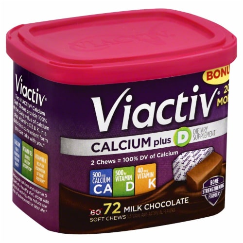 Viactiv Milk Chocolate Calcium Supplement Soft Chews Perspective: front