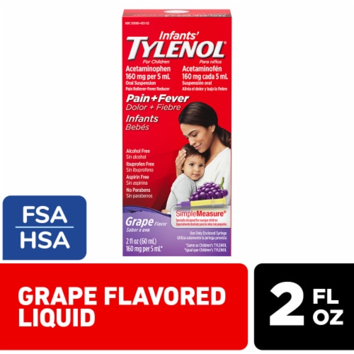 Infants' Tylenol Liquid Acetaminophen Grape Medicine Perspective: front