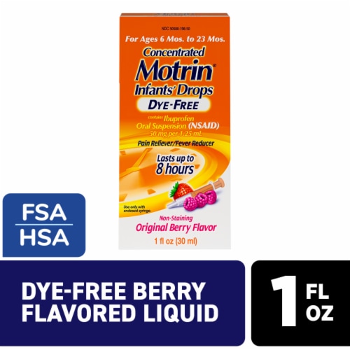 Motrin Infants' Liquid Medicine Drops With IBuprofen Berry Perspective: front