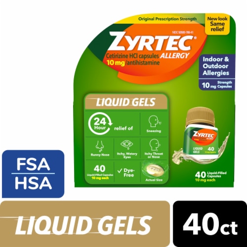 Zyrtec 24 Hour Allergy Relief Liquid Gels Cetirizine HCl Perspective: front