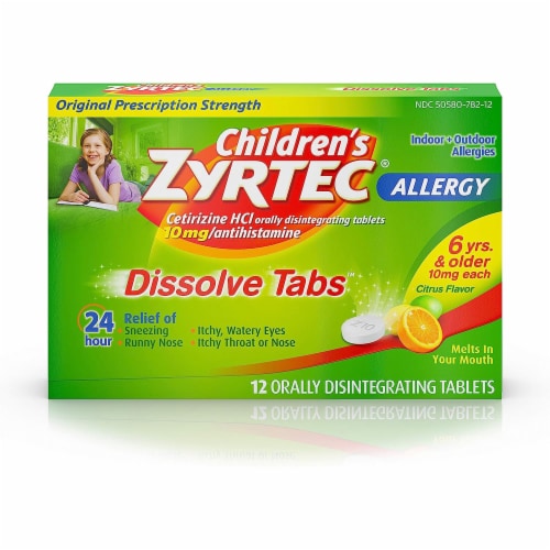 Zyrtec® Children's Citrus Flavor 24-Hour Allergy Dissolving Tablets Perspective: front