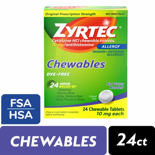 Zyrtec Allergy Dye-Free Chewables Perspective: front