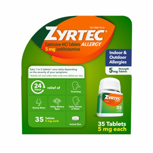 Zyrtec® Allergy Tablets Cetirizine HCL Perspective: front