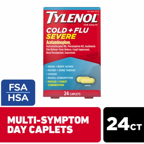 Tylenol Cold + Flu Severe Caplets Perspective: front