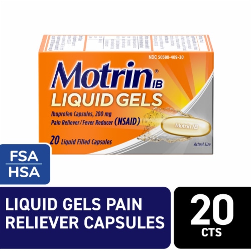 Motrin IB Liquid Gels Ibuprofen 200mg Pain & Fever Relief Perspective: front