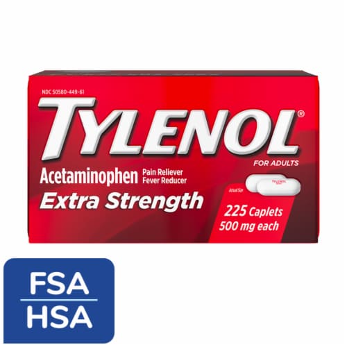 Tylenol Extra Strength 500Mg Acetaminophen Caplets, Value Size Perspective: front