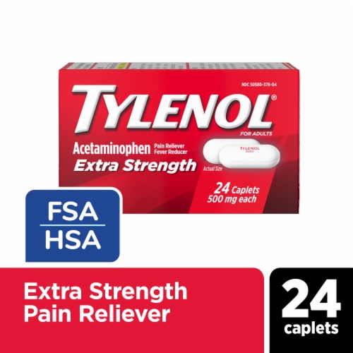 Tylenol Extra Strength 500Mg Acetaminophen Caplets Perspective: front