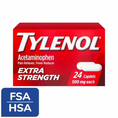 Tylenol Extra Strength 500Mg Acetaminophen Caplets Perspective: front