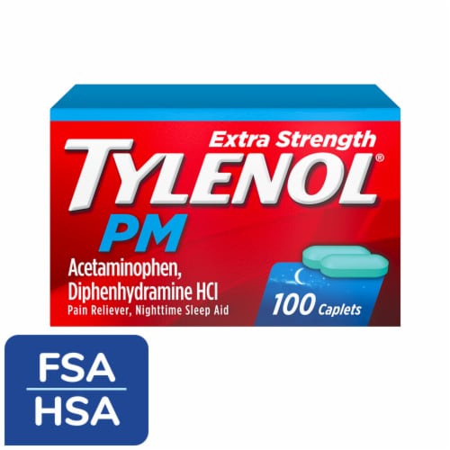Tylenol PM Extra Strength Pain Reliever & Sleep Aid Caplets Perspective: front