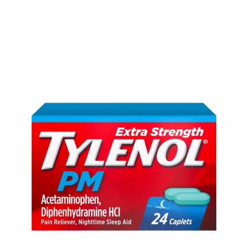 Tylenol PM Extra Strength Pain Reliever & Sleep Aid Caplets Perspective: front