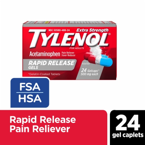 Tylenol Extra Strength 500 Mg Acetaminophen Rapid Release Gels Perspective: front