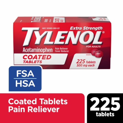 Tylenol Extra Strength Coated Tablets With Acetaminophen 500Mg Perspective: front