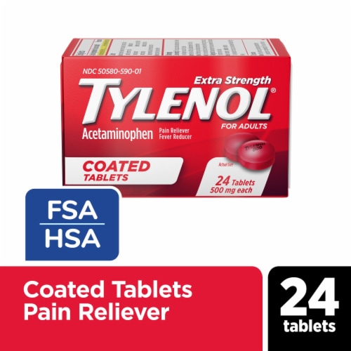 Tylenol Extra Strength Adult Coated Tablets Perspective: front