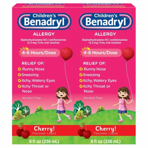 Children's Benadryl Allergy Liquid, 8 Fl. Oz (Pack of 2) Perspective: front