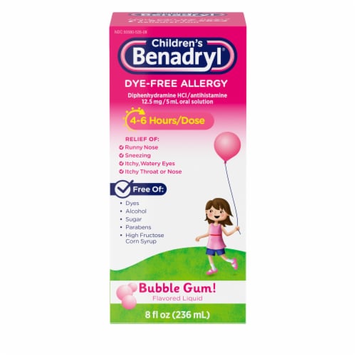 Benadryl® Childrens Bubble Gum Allergy Liquid Perspective: front