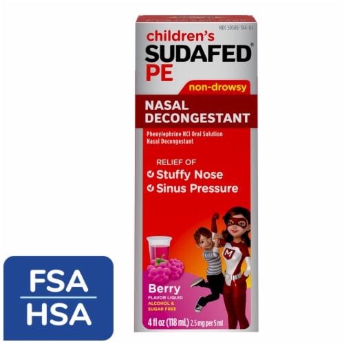 Sudafed® PE Children's Berry Flavor Non-Drowsy Nasal Decongestant Liquid Perspective: front