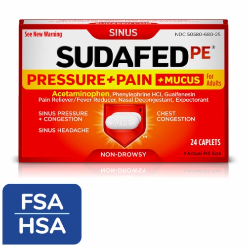 Sudafed PE Sinus Pressure + Pain + Mucus And Congestion Relief Perspective: front