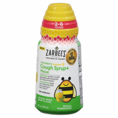 Zarbee's Children's Daytime Cough + Mucus Cough Syrup Perspective: front