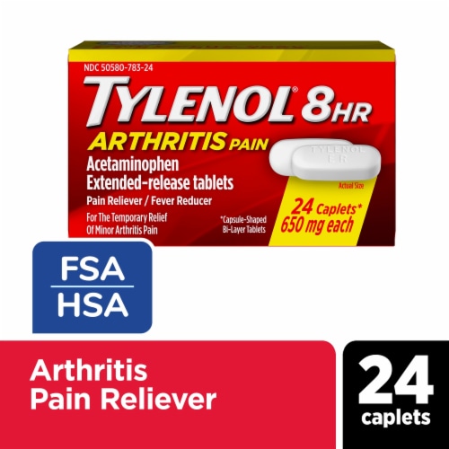 Tylenol 8HR Arthritis Pain Relief Caplets 650 mg Acetaminophen Pain Relief for Minor Arthritis Perspective: front