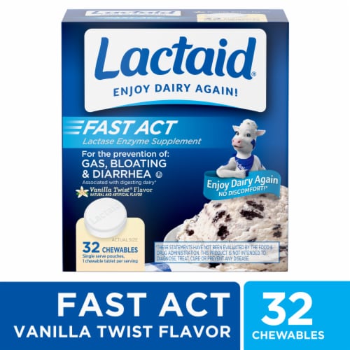 Lactaid Fast Act Lactose Relief Vanilla Chewables Perspective: front