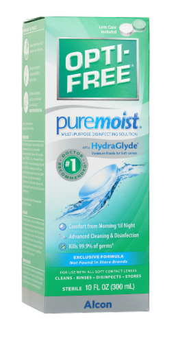 Opti-Free® PureMoist® HydraGlyde® Multi-Purpose Disinfecting Solution Perspective: front