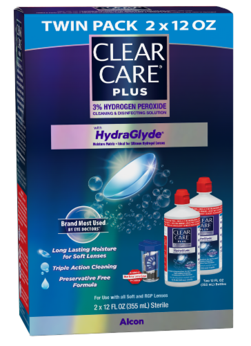 Clear Care® Plus with HydraGlyde Contact Lens Solution Perspective: front