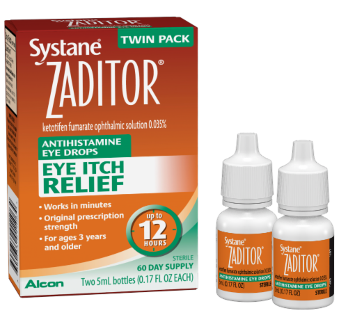 Systane Zaditor Eye Allergy Itch Relief Drops Perspective: front