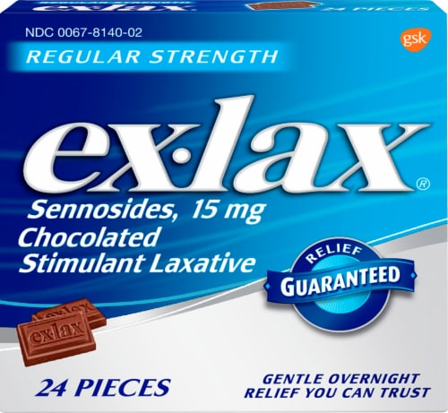 Ex-Lax Regular Strength Chocolated Stimulant Constipation Relief Laxative Pills Perspective: front