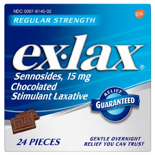 Ex-Lax Regular Strength Chocolated Stimulant Constipation Relief Laxative Pills Perspective: front