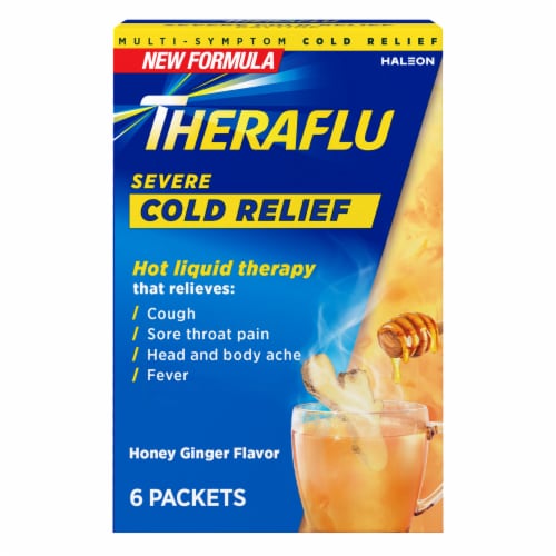 Theraflu Daytime Severe Cold Relief Powder, Honey Ginger Flavor Perspective: front