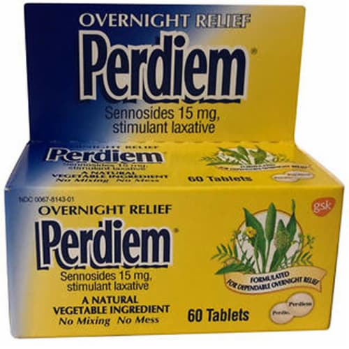 Perdiem Stimulant Laxative Overnight Constipation Relief Tablets Perspective: front