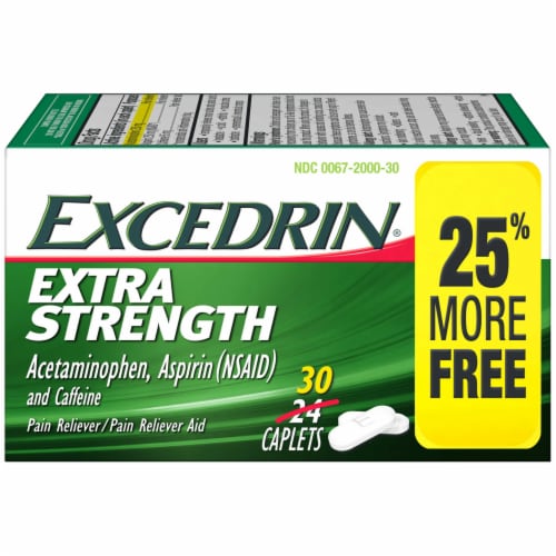 Excedrin Extra Strength Headache Pain Relief 30 Count Perspective: front