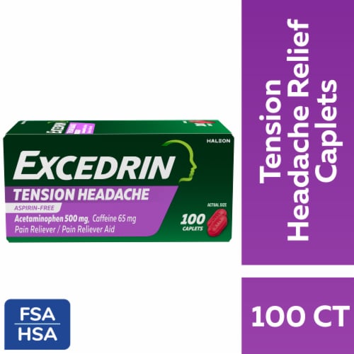 Excedrin Tension Headache Relief Without Aspirin Caplets Perspective: front