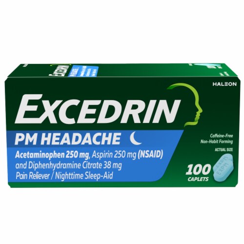 Excedrin Pm 250+250+38mg 100fc Ct Bo Us Perspective: front