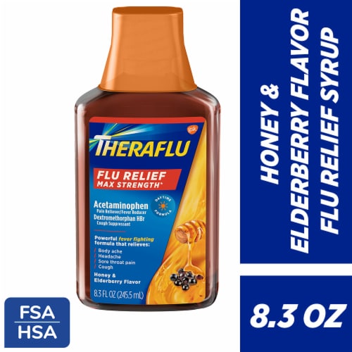 Theraflu Max Strength Daytime Flu with Acetaminophen and Dextromethorphan HBr Medicine Perspective: front