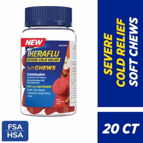 Theraflu Soft Chews, Daytime Severe Cold Relief, Adult Formula, 20 Chewable Tablets Perspective: front